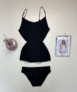 Alternative view of Bustier + bas H  - coton - " Noir "