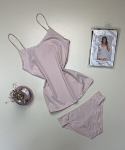 Bustier + bas H  - coton - " Rose "
