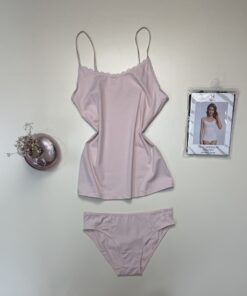 Alternative view of Bustier + bas H  - coton - " Rose "