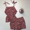 Short bustier -TRESS-  " Bois de rose à motifs "