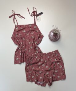 Short bustier -TRESS- " Bois de rose à motifs "