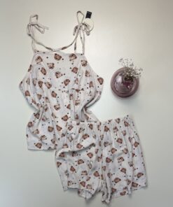 Short bustier -TRESS- " Beige à motifs "