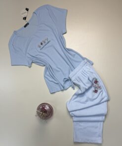 Pyjama demi manche pantalon -TRESS- " Bleu "