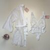 Ensemble peignoir + body en dentelle -H-  " Blanc "