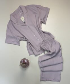 Pyjama boutonné pantalon en satin -TRESS- " Rose "