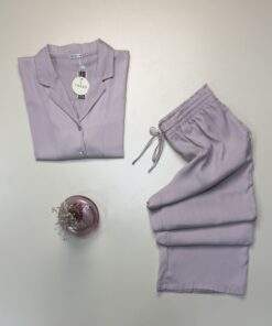 Alternative view of Pyjama boutonné pantalon en satin -TRESS- " Rose "