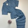 Pyjama boutonné pantalon en satin -TRESS- " Bleu "