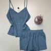 Short bustier en satin -TRESS- " Bleu vert  "