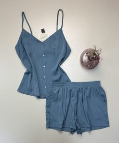 Short bustier en satin -TRESS- " Bleu vert  "