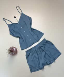 Alternative view of Short bustier en satin -TRESS- " Bleu vert  "