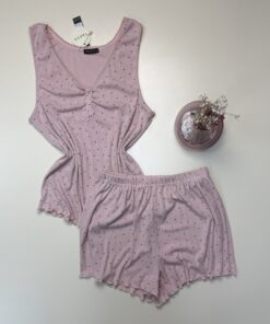 Pyjama short -TRESS- " Rose coeur "