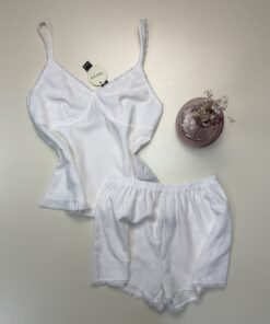 Pyjama short bustier -TRESS- " Blanc "