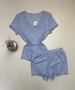 Pyjama short demi manche -TRESS- " Bleu "
