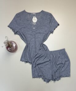 Pyjama short demi manche -TRESS- " Gris "