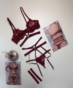 Body en dentelle H -bordeaux-