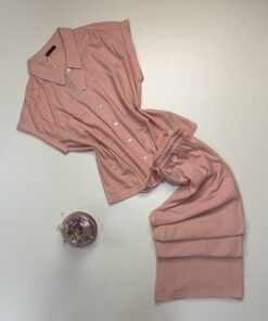 Pyjama boutonné - coton -  " Saumon  " - TRESS