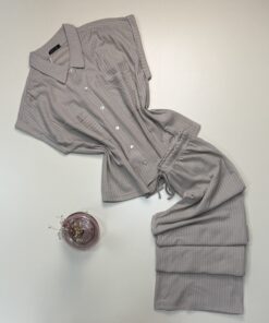 Pyjama boutonné - coton -  " Khakhi " - TRESS