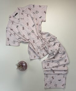 Pyjama boutonné en coton " Rose à rayures " - TRESS