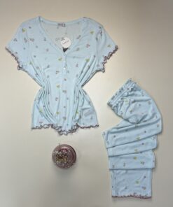 Alternative view of Pyjama pantalon haut demi manche " Vert " - TRESS