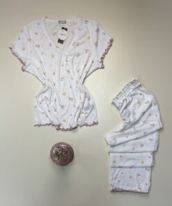 Alternative view of Pyjama pantalon haut demi manche " Blanc " - TRESS