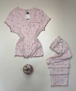 Alternative view of Pyjama pantalon haut demi manche " Rose " - TRESS