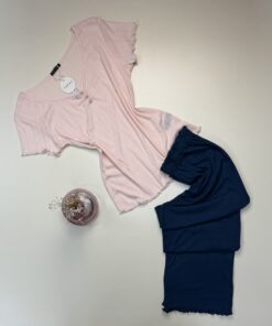 Pyjama haut demi manche - coton -  " Rose " -TRESS-