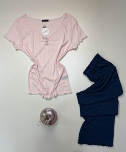 Alternative view of Pyjama haut demi manche - coton -  " Rose " -TRESS-