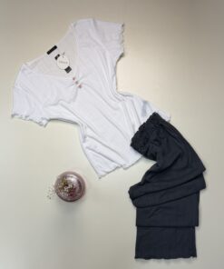 Pyjama haut demi manche - coton - " Blanc " -TRESS-