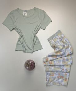 Alternative view of Pyjama haut demi manche " Vert " -TRESS-