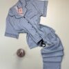 Pyjama boutonné en satin haut demi manche " Bleu " - H -