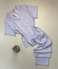 Pyjama boutonné en satin " Mauve " -H-