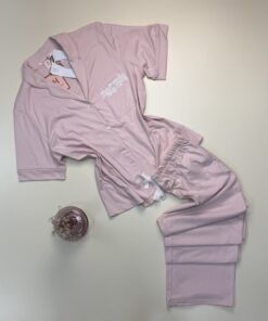 Pyjama boutonné 100% coton " Rose " -H-
