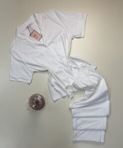 Pyjama boutonné 100% coton  " Blanc " -H-