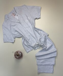 Pyjama boutonné 100% coton  " Gris " -H-