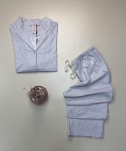 Alternative view of Pyjama boutonné 100% coton  " Gris " -H-