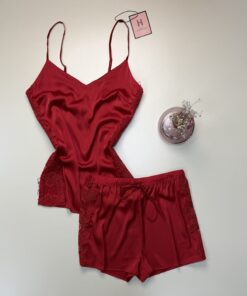 Short bustier en satin H " Rouge "