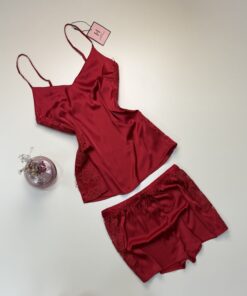 Alternative view of Short bustier en satin H " Rouge "