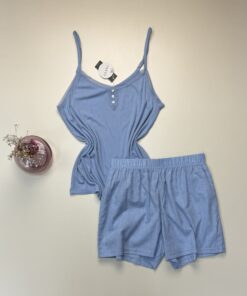 Pyjama short bustier " Bleu " -TRESS-