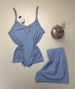 Alternative view of Pyjama short bustier " Bleu " -TRESS-
