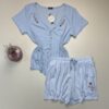 Pyjama short haut demi manche " Bleu " - TRESS