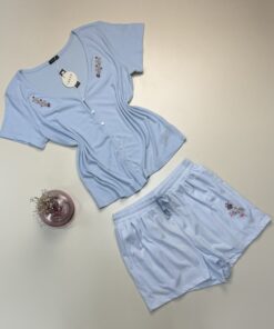 Alternative view of Pyjama short haut demi manche " Bleu " - TRESS