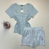 Pyjama short haut demi manche " Vert " - TRESS