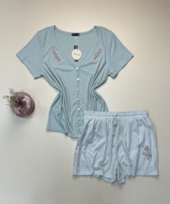 Pyjama short haut demi manche " Vert " - TRESS