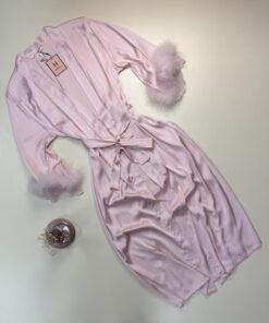 Alternative view of Nuisette peignoir long en satin "Rose " - H -