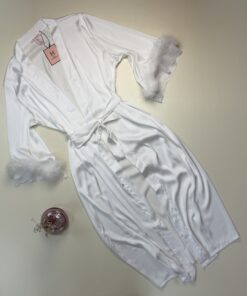 Alternative view of Nuisette peignoir long en satin " Blanc " - H -