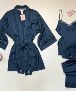 Alternative view of Pyjama 3pcs en satin " Bleu vert " -H-