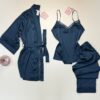 Pyjama 3pcs en satin " Bleu vert " -H-