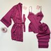 Pyjama 3pcs en satin " Cerise " -H-