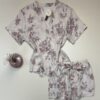 Pyjama short boutonné en satin -Tress- " Beige "