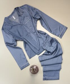 Pyjama en satin Boutonné -Tress- " Bleu "